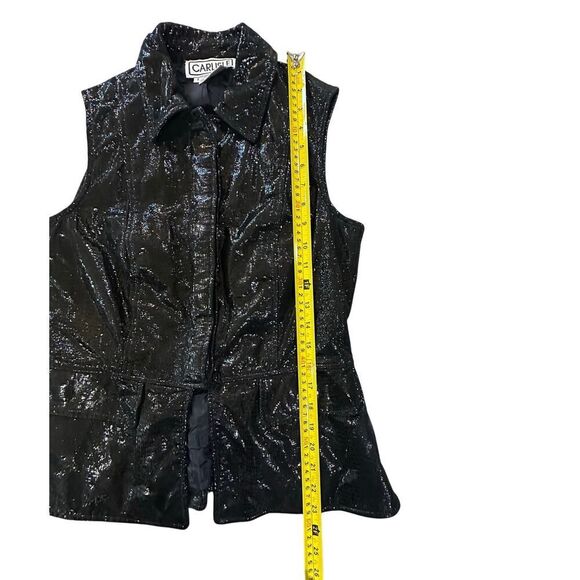 VTG Carlisle Women’s Size 6 100% Genuine Shiny Leather Collared Whimsigoth Vest - Picture 15 of 16